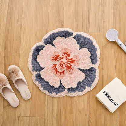 Feblilac Single Peony Tufted Bath Mat