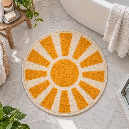 Feblilac Sunburst U Shape Toilet Mat Tufted Bath Mat