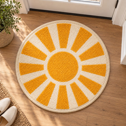Feblilac Sunburst U Shape Toilet Mat Tufted Bath Mat