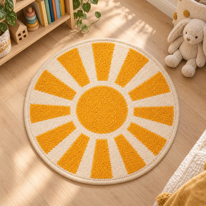 Feblilac Sunburst U Shape Toilet Mat Tufted Bath Mat