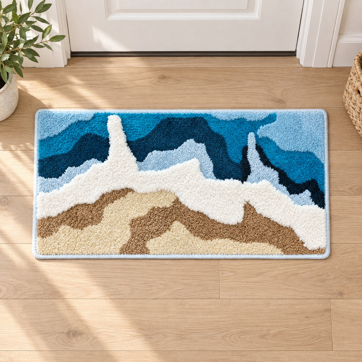 Feblilac Waves and Beach Runner Tufted Bath Mat