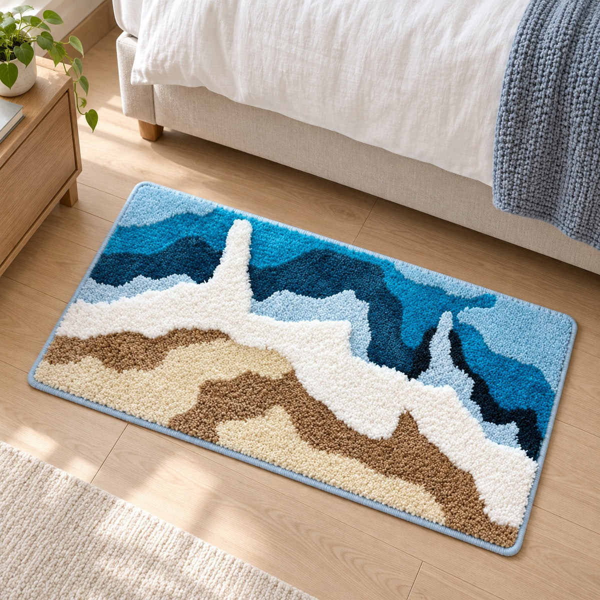 Feblilac Waves and Beach Runner Tufted Bath Mat
