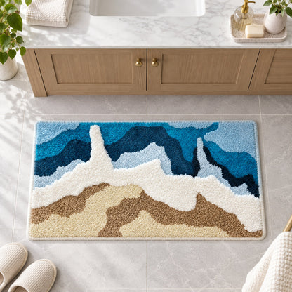 Feblilac Waves and Beach Runner Tufted Bath Mat