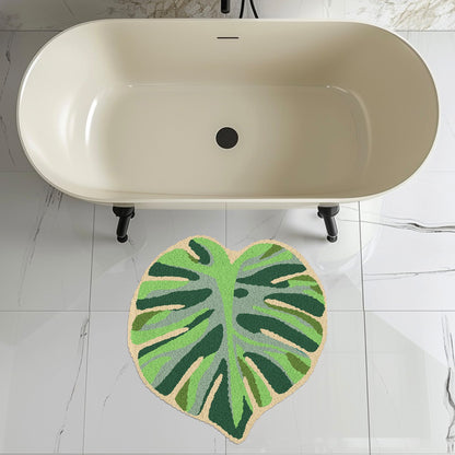 Feblilac One Big Monstera Leaf Tufted Bath Mat