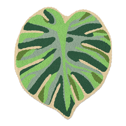 Feblilac One Big Monstera Leaf Tufted Bath Mat