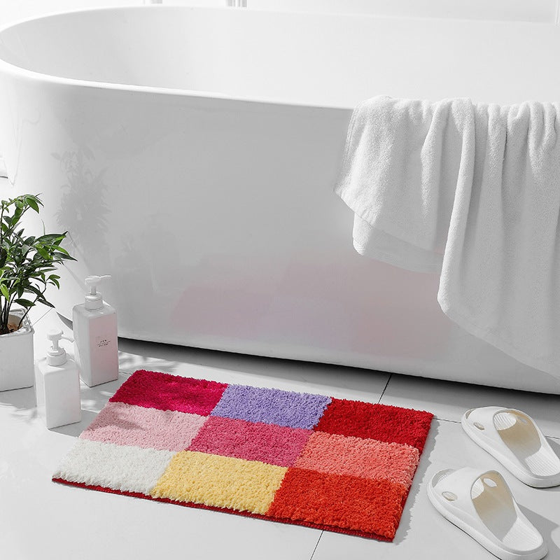Feblilac Three Checkerboards Tufted Bath Mat