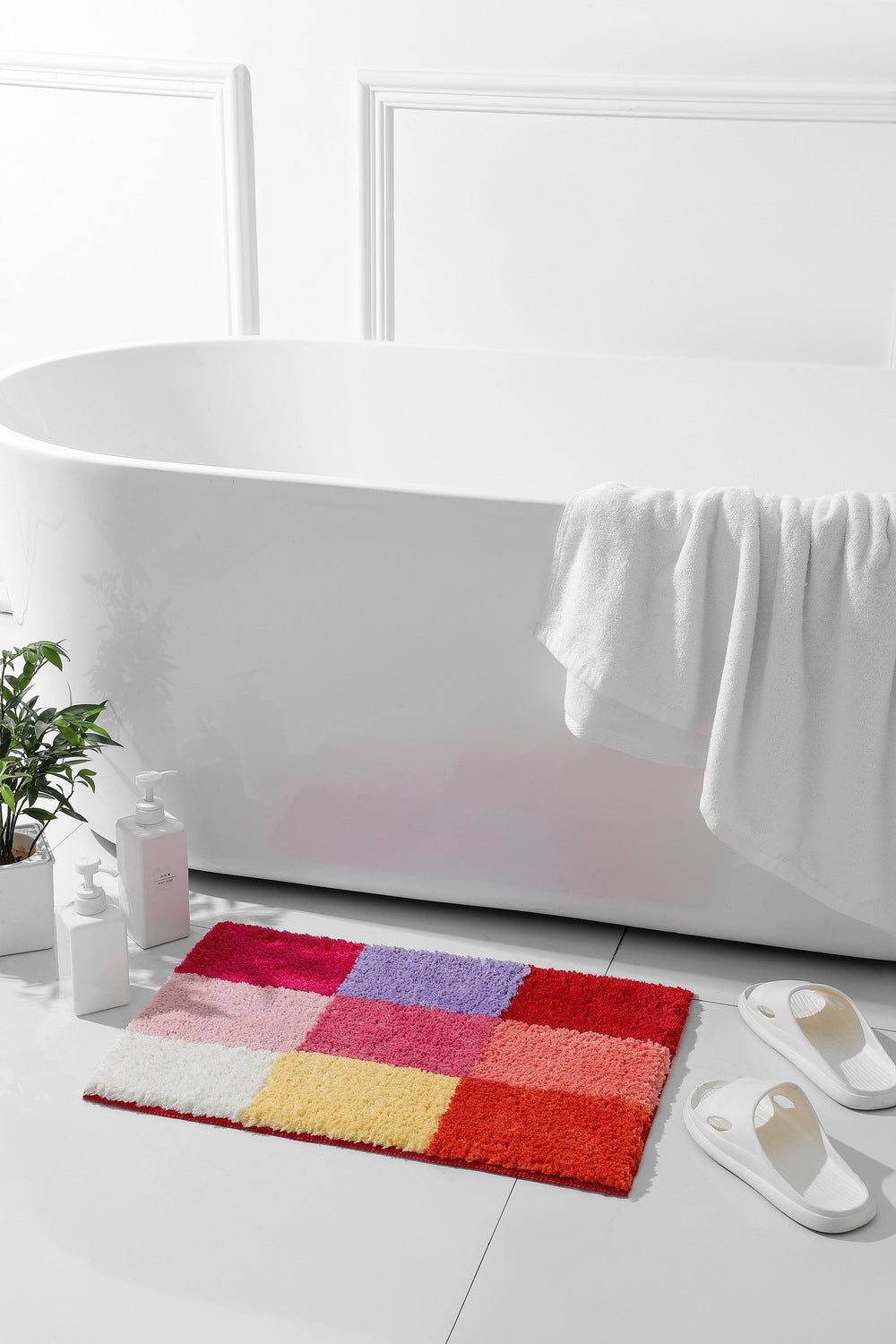 Feblilac Three Checkerboards Tufted Bath Mat