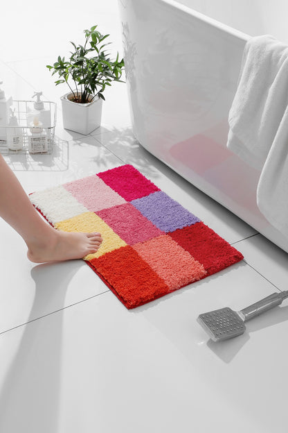 Feblilac Three Checkerboards Tufted Bath Mat