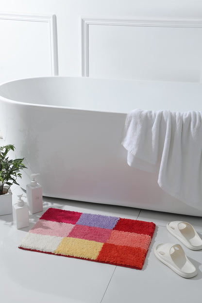 Feblilac Three Checkerboards Tufted Bath Mat