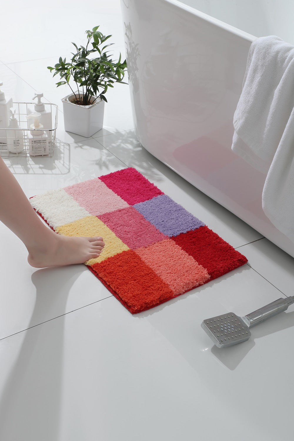 Feblilac Three Checkerboards Tufted Bath Mat