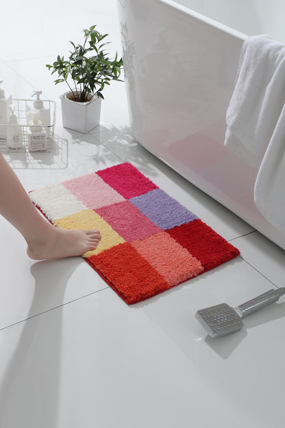 Feblilac Three Checkerboards Tufted Bath Mat