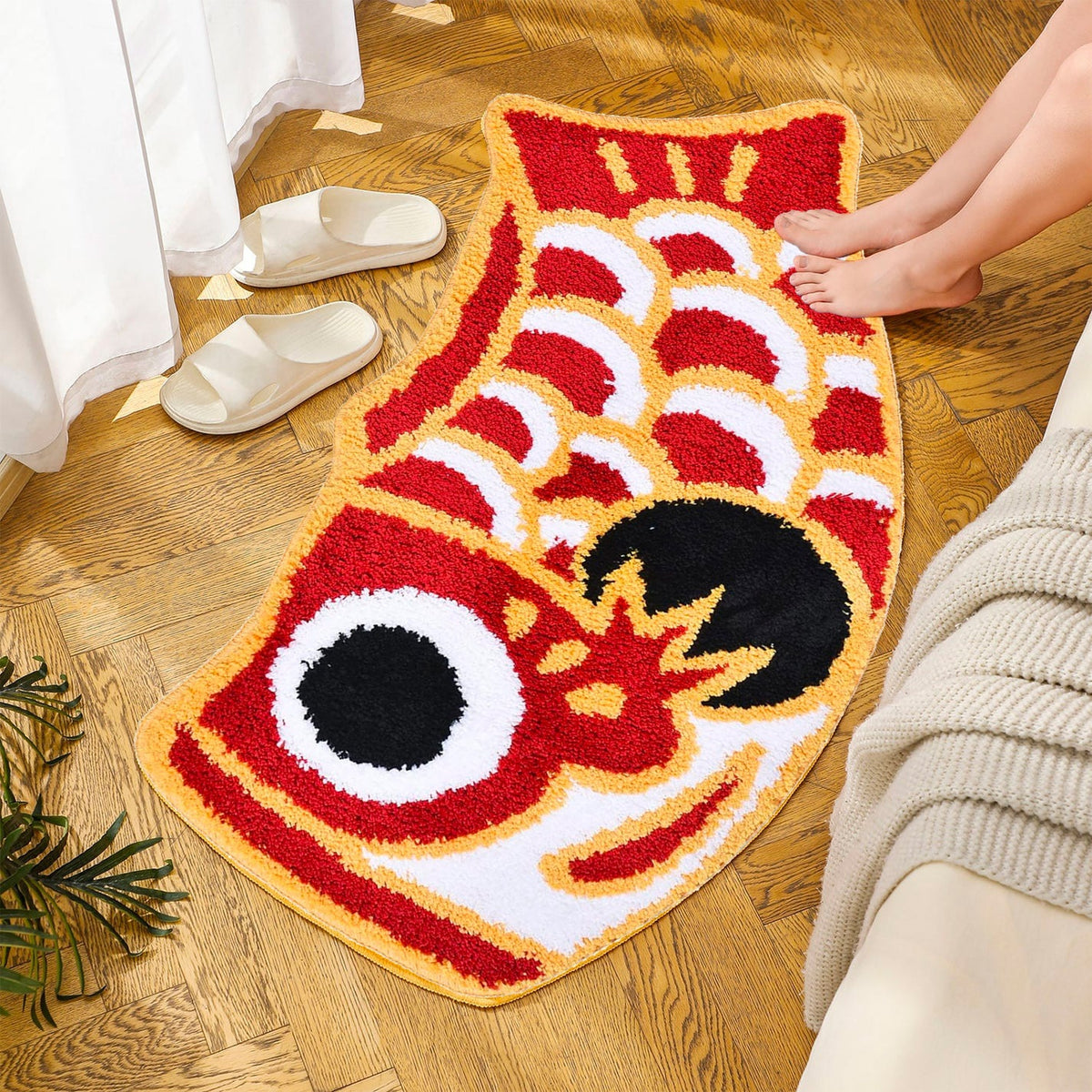 Feblilac Big Red Carp Tufted Bath Mat