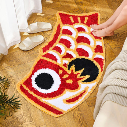Feblilac Big Red Carp Tufted Bath Mat