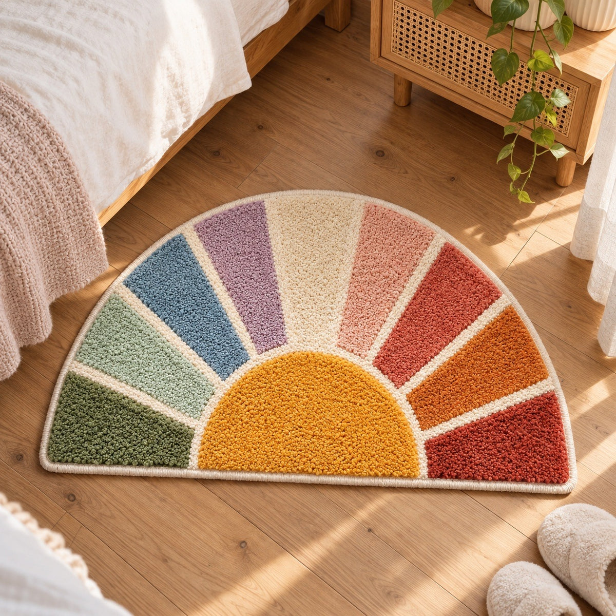 Feblilac Half Circle Sun Tufted Bath Mat