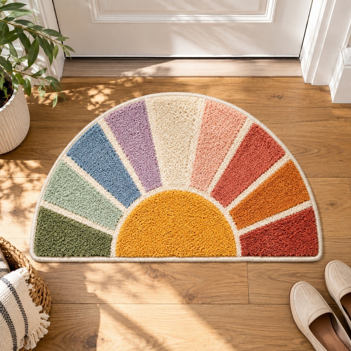 Feblilac Half Circle Sun Tufted Bath Mat