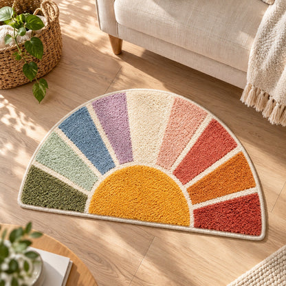 Feblilac Half Circle Sun Tufted Bath Mat