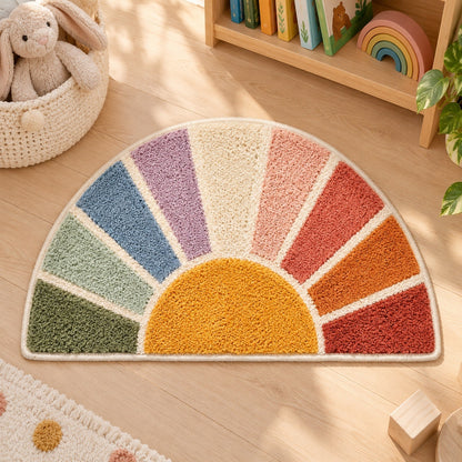 Feblilac Half Circle Sun Tufted Bath Mat