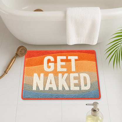 Feblilac Rainbow Color Block Get Naked Tufted Bath Mat