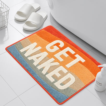 Feblilac Rainbow Color Block Get Naked Tufted Bath Mat
