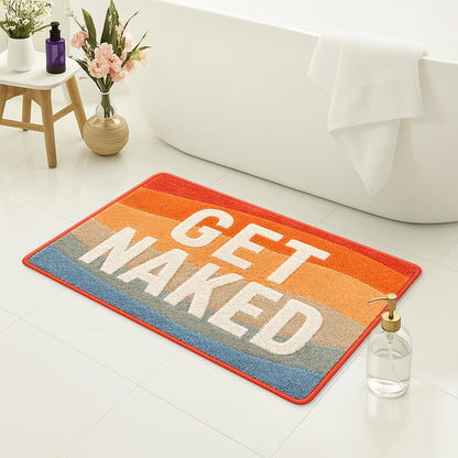 Feblilac Rainbow Color Block Get Naked Tufted Bath Mat
