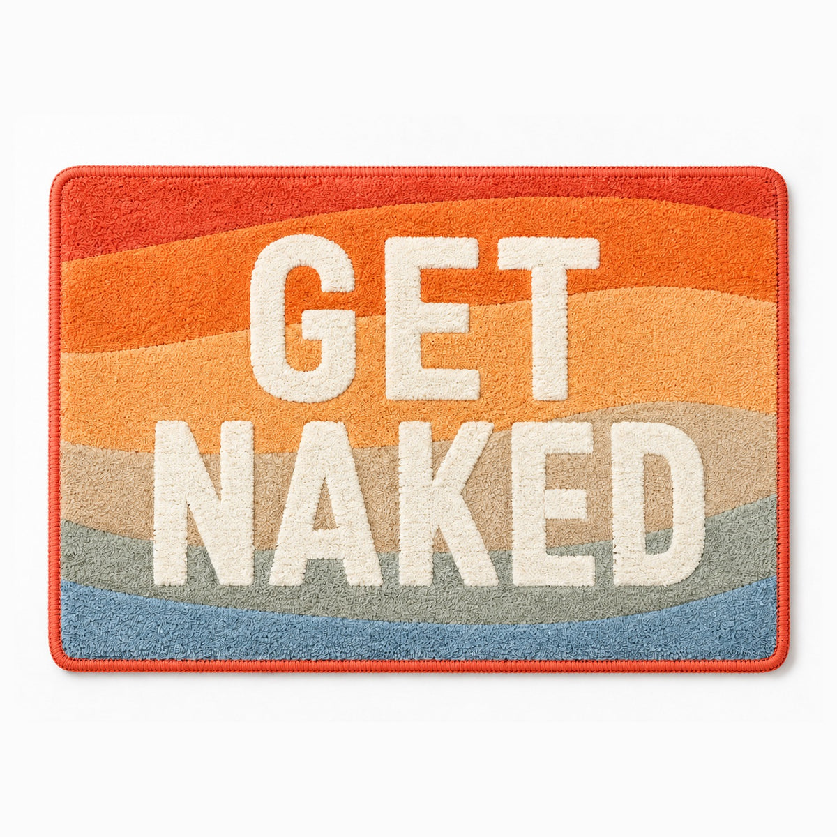 Feblilac Rainbow Color Block Get Naked Tufted Bath Mat