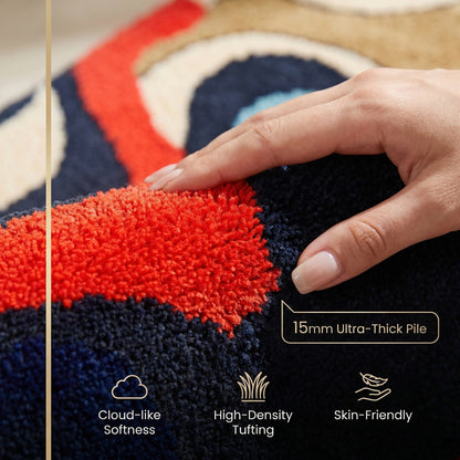 Feblilac Abstract Red Black and Blue River Tufted Bath Mat
