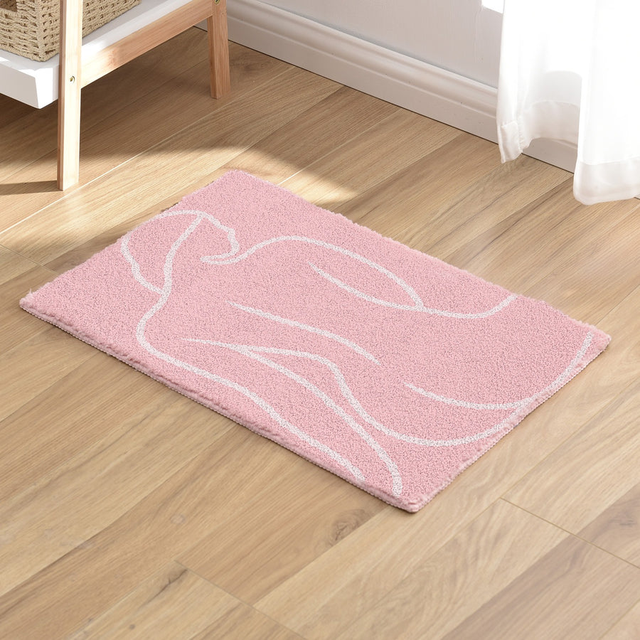Feblilac Pink Nude Silhouette Tufted Bath Mat