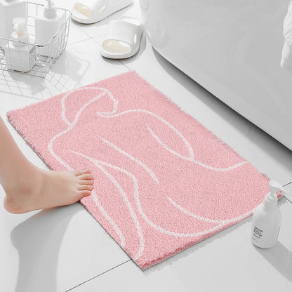 Feblilac Pink Nude Silhouette Tufted Bath Mat