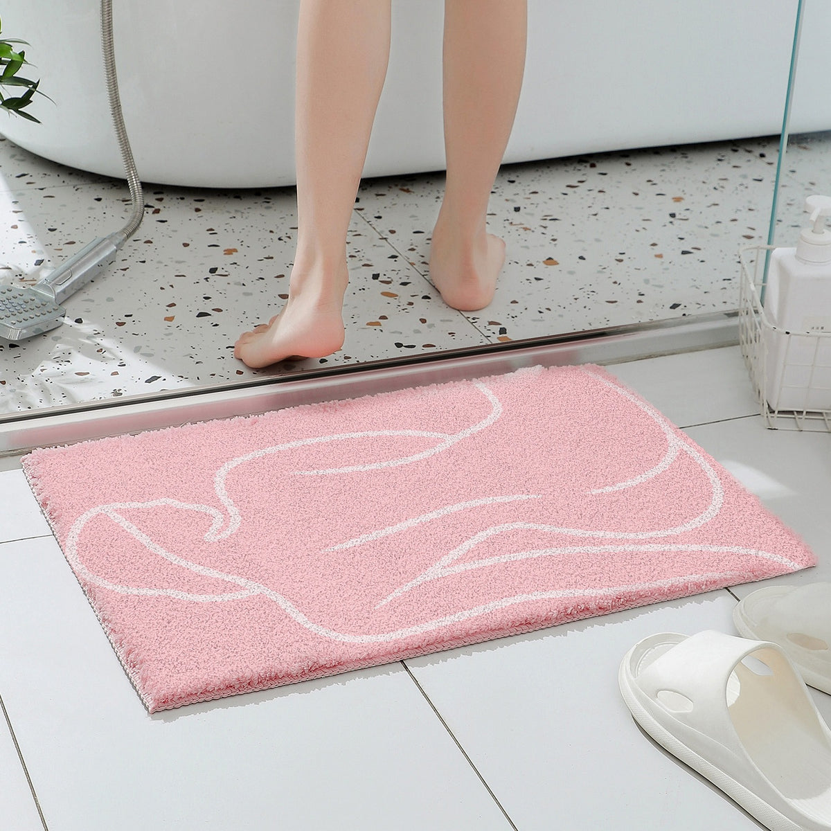 Feblilac Pink Nude Silhouette Tufted Bath Mat