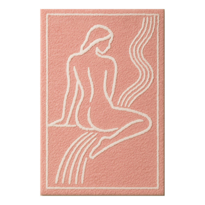 Feblilac Pink and White Nude Silhouette Tufted Bath Mat