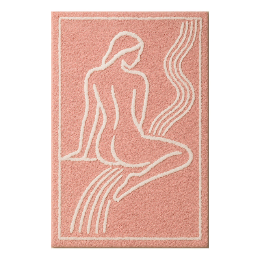 Feblilac Pink and White Nude Silhouette Tufted Bath Mat