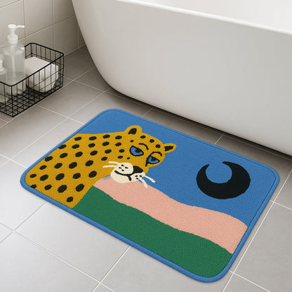 Feblilac Leopard and Moon Tufted Bath Mat