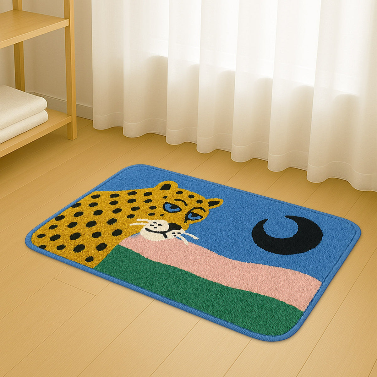 Feblilac Leopard and Moon Tufted Bath Mat