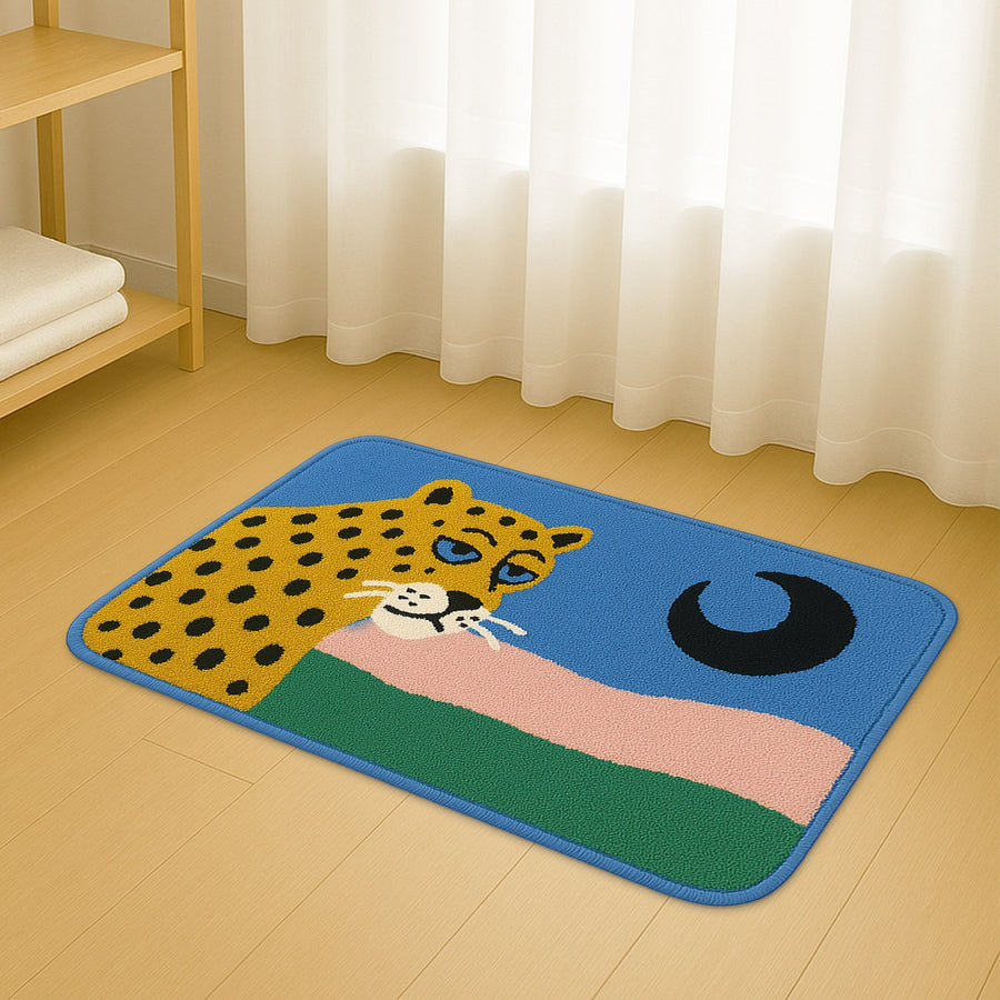 Feblilac Leopard and Moon Tufted Bath Mat