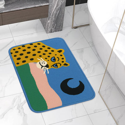 Feblilac Leopard and Moon Tufted Bath Mat