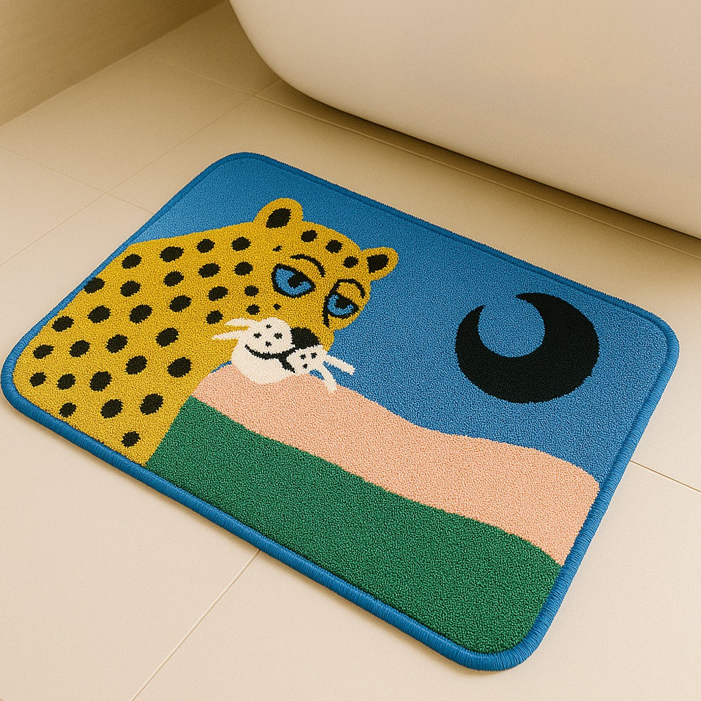 Feblilac Leopard and Moon Tufted Bath Mat