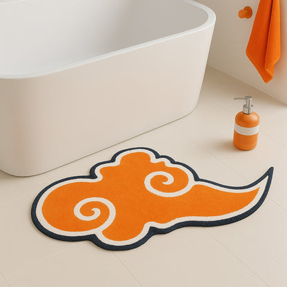 Feblilac Orange Auspicious Clouds Tufted Bath Mat