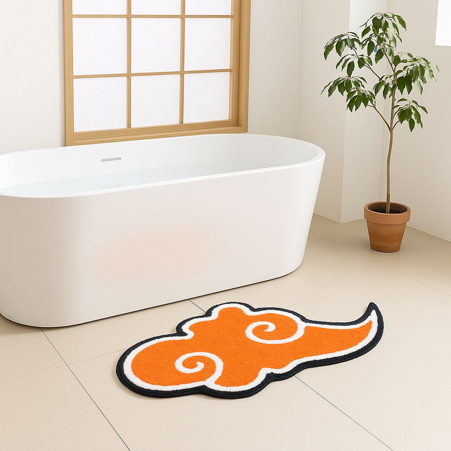 Feblilac Orange Auspicious Clouds Tufted Bath Mat