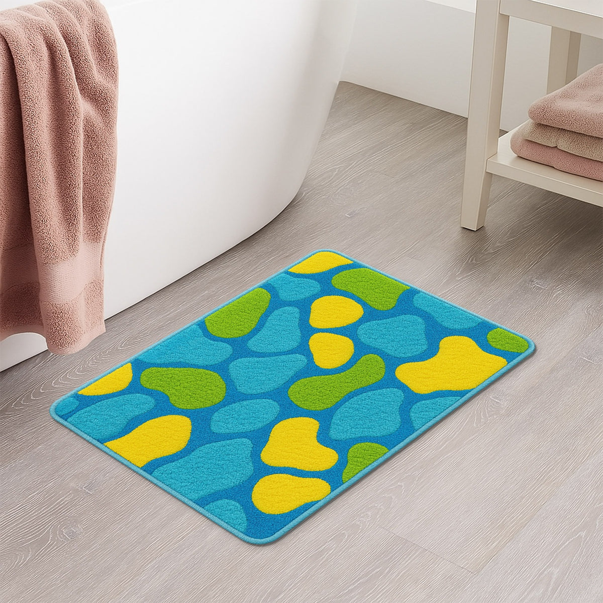 Feblilac Pool Waves Tufted Bath Mat