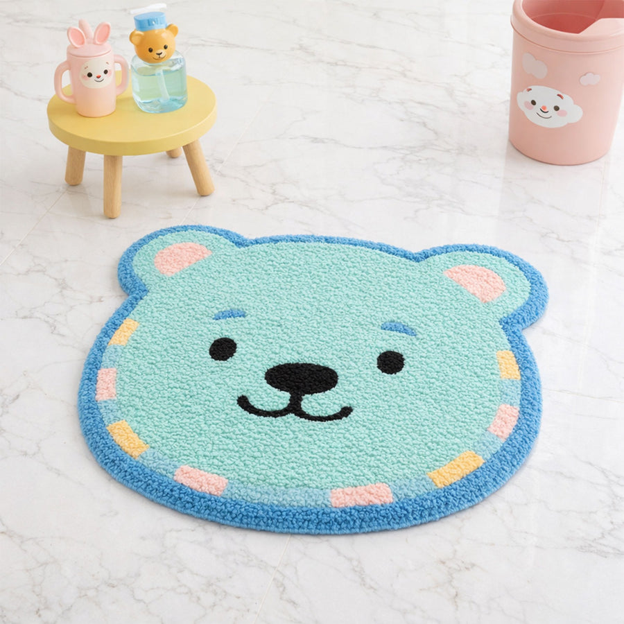 Feblilac Blue Bear Tufted Bath Mat