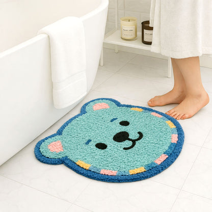 Feblilac Blue Bear Tufted Bath Mat