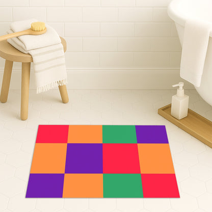 Feblilac Colorful Checkerboard Tufted Tufted Bath Mat