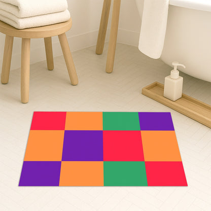 Feblilac Colorful Checkerboard Tufted Tufted Bath Mat