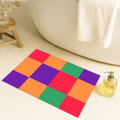Feblilac Colorful Checkerboard Tufted Tufted Bath Mat