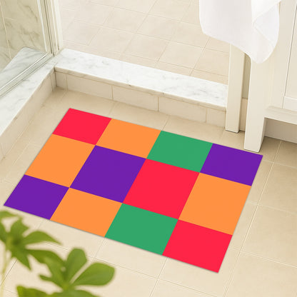 Feblilac Colorful Checkerboard Tufted Tufted Bath Mat