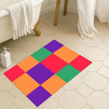 Feblilac Colorful Checkerboard Tufted Tufted Bath Mat