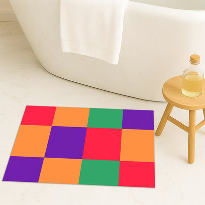 Feblilac Colorful Checkerboard Tufted Tufted Bath Mat