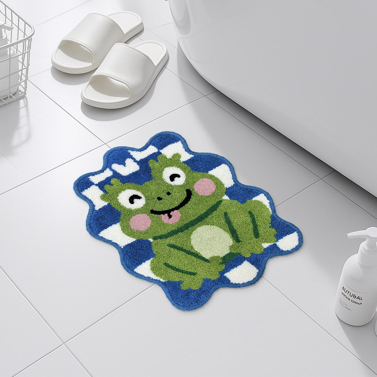 Feblilac Smiling Frog Tufted Bath Mat