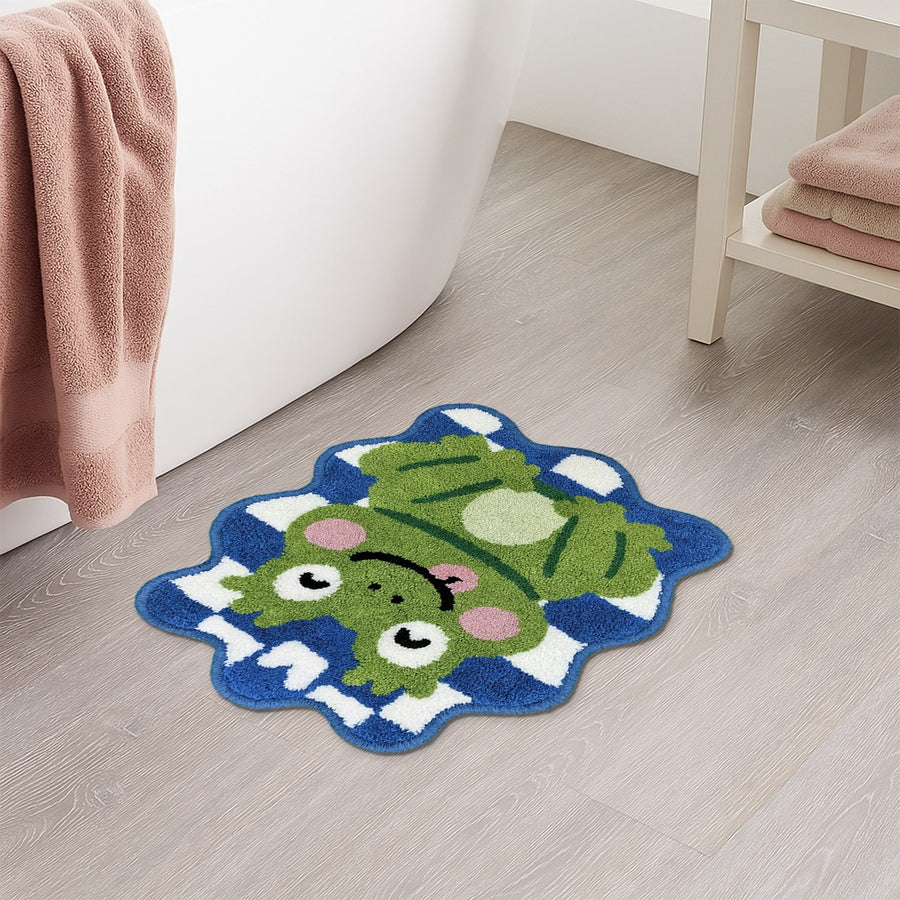 Feblilac Smiling Frog Tufted Bath Mat