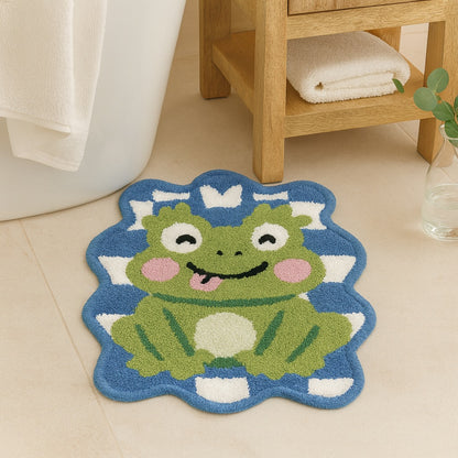 Feblilac Smiling Frog Tufted Bath Mat